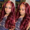 Wholesale Burgundy 99j HD Transparent Lace Pre Plucked 13X4 Body Wave Lace Front Human Hair Wig