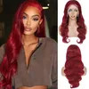 Wholesale Burgundy 99j HD Transparent Lace Pre Plucked 13X4 Body Wave Lace Front Human Hair Wig