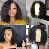Wholesale100% Brazilian Hair Short Bob Curly Remy HD Transparent Lace Front Human Hair Wig