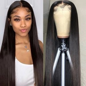 HD Transparent Glueless13X4 Front 100% Human Hair Remy Brazilian Preplucked Straight Lace Wigs