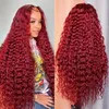 Wholesale Unprocessed Virgin Deep Wave 99j Human Hair Transparent Lace Front Wig