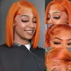 Ginger Orange #350 Short Straight 13X4 Lace Front Human Hair Bob Wig