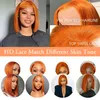 Ginger Orange #350 Short Straight 13X4 Lace Front Human Hair Bob Wig