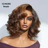 Ombre Blonde Short Bob Glueless Human Hair 4X4 5X5 Transparent Lace Closure Wigs