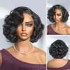 Ombre Blonde Short Bob Glueless Human Hair 4X4 5X5 Transparent Lace Closure Wigs