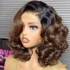 Ombre Blonde Short Bob Glueless Human Hair 4X4 5X5 Transparent Lace Closure Wigs