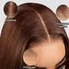 Wholesale Vietnamese Virgin Human Hair Brown Straight Glueless HD Lace Front Wig