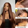 Wholesale Vietnamese Virgin Human Hair Brown Straight Glueless HD Lace Front Wig