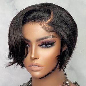 13*1 T Part Pixie Cut Wig Human Hair Short Cheap Wig