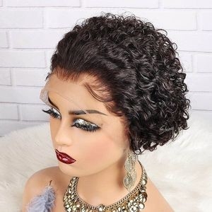 Pixie Cut Short Curly Wig Lace Wig Short Pixie 100% Human Hair Wig