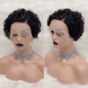 Short Pixie 100% Human Hair Wig T Part Lace Pixie Cut Wig