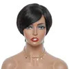 Remy Hair Black Pixie Cut Short Wig Pixie 100% Human Hair Wig