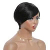 Remy Hair Black Pixie Cut Short Wig Pixie 100% Human Hair Wig