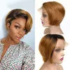 13*1 Cut Short Curly Lace Wig Short Pixie 100% Human Hair Wig