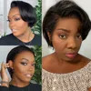 13*1 Cut Short Curly Lace Wig Short Pixie 100% Human Hair Wig