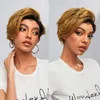 13*1 Cut Short Curly Lace Wig Short Pixie 100% Human Hair Wig
