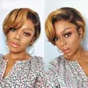 Short Pixie Cut Lace Front Human Hair Brazilian 13*1 T Part Wig
