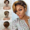 Short Pixie Cut Lace Front Human Hair Brazilian 13*1 T Part Wig