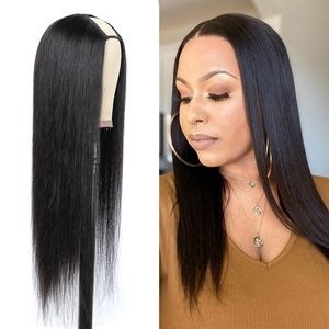 Machine Made U Part Wig Human Hair Straight Wig Brazilian Human Hair with Clips Wigs for Women Remy Non Lace Half Wigs Glueless U Part Wig