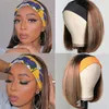 Highlight Brazilian Headband Bone Straight Bob Wig Brown Colored Human Hair Wigs