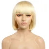 Factory Price Blonde Bob with Bangs Machined Brazilian Human Hair Wig