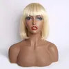 Factory Price Blonde Bob with Bangs Machined Brazilian Human Hair Wig