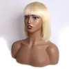 Factory Price Blonde Bob with Bangs Machined Brazilian Human Hair Wig