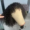 Peruvian Malaysian Kinky Curly Human Hair Wigs with Bangs Short Bob Wig