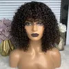 Curly Wig with Bangs Human Hair Bob Wig Curly Wigs for Women