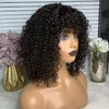 Curly Wig with Bangs Human Hair Bob Wig Curly Wigs for Women