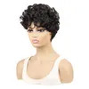 Short Wigs Women Natural Wavy Wigs for Black Women Heat Resistant Fiber Synthetic Hair Wig Pixie Cut Wig with Bangs American African Wig
