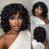 Wholesale Black Women Short Machined Curl Raw Virgin Human Hair Wigs