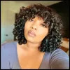 Wholesale Black Women Short Machined Curl Raw Virgin Human Hair Wigs