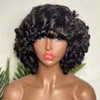 Wholesale Black Women Short Machined Curl Raw Virgin Human Hair Wigs