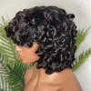 Wholesale Black Women Short Machined Curl Raw Virgin Human Hair Wigs