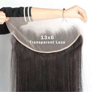 13X6 Transparent Lace Frontal Human Hair Brazilian Straight Lace Frontal Closure