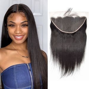 Brazilian Raw Virgin Straight Human Hair 13X6 HD Transparent Lace Frontal Closure