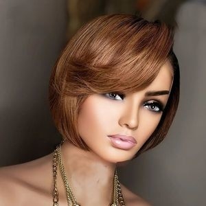 13*1 Cut Pixie Wig Brazilian Indian Human Hair T Part Lace Wig