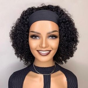 2024 Factory Wholesale Headband Kinky Curly Human Hair Wig for Women