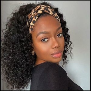 Factory Wholesale Headband Kinky Curly Human Hair Wig for Women