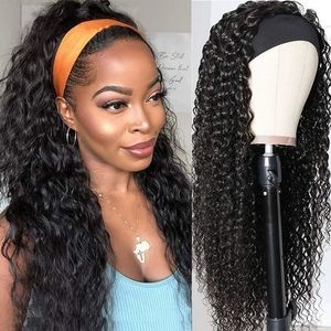 Human Hair Water Wave Headband Wig for Women Full Machine Made Wig
