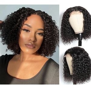 Curly Human Hair Wigs with Bangs Full Machine Made Bob Wig